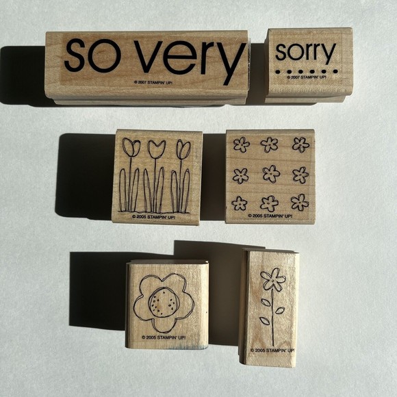 Stampin’ Up! Pocket Full of Posies (2005) Flowers & 2 So Very Wood Mount Stamps - Picture 1 of 8